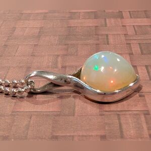 Elegant Silver Opal Necklace